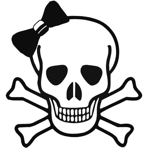 Skull Bow with Crossed Bones Car Stickers Motorbike Vinyl Decals Fairings Panniers